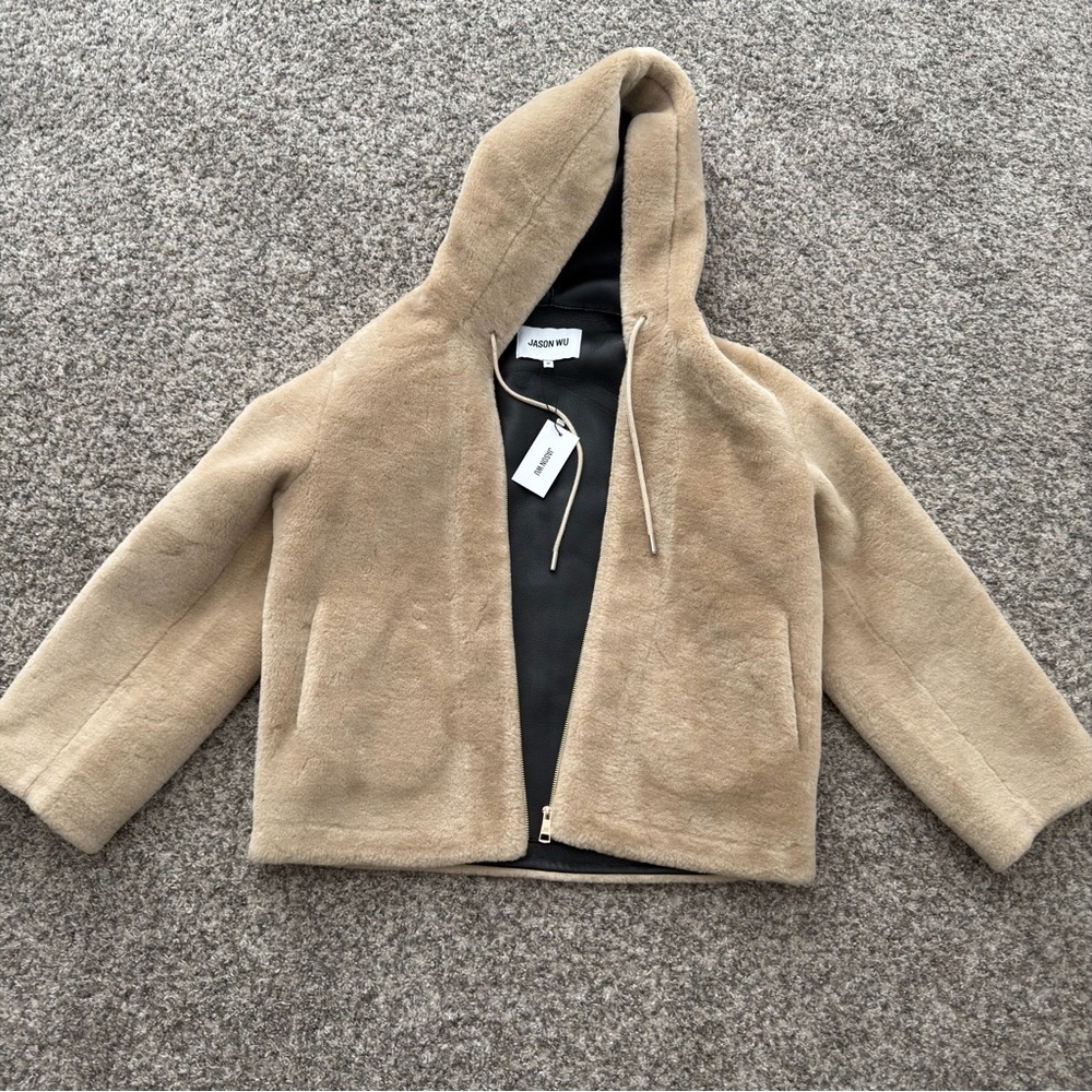 Jason Wu Taupe Teddy Hooded Jacket